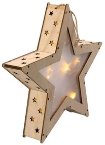 Vianočná drevená hviezda s 3D efektom, 8 LED
