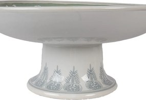 Cake Stand ? 26x13 Cm White Green Porcelain - ? 26*13 cm