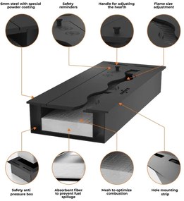 InFire - Vstavaný BIO krb 7,5x60 cm 3,5kW čierna