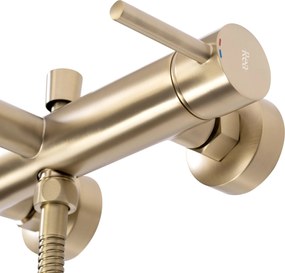 Rea Lungo, nástenná vaňová batéria s ručnou sprchovou sadou, zlatá matná, REA-B8010