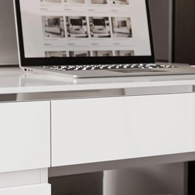 PISACÍ STÔL NESSIE BIELY LESK + STRIEBORNÝ 120 cm