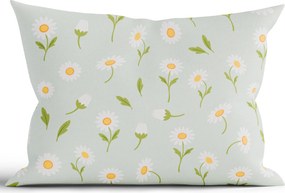 Bavlnená obliečka na vankúš Renforcé 40 × 60 cm - Sedmokrásky sivozelené