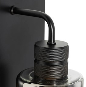 Moderná nástenná lampa čierna s dymovým sklom - Stavelot