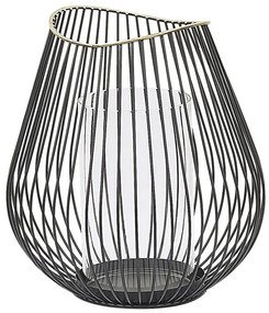 Kovový lampáš na sviečku 22 cm čierny THURSTON Beliani