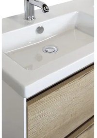 Kúpeľňový nábytkový set Evora 120 cm s keramickým dvojitým umývadlom a zrkadlom dub prírodný
