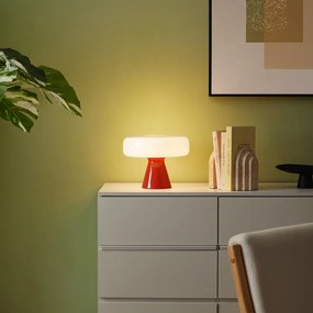 Retro stolná lampa červená s bielou - Knob