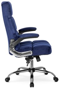 Vintino kancelárska otočná stolička JACOB s chrómovými nohami modrá velúrová zamatová