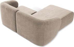 Svetlohnedá ženilková rohová pohovka (ľavý roh/s leňoškou) Lani – Makamii