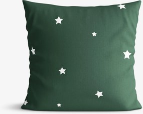 Goldea vianočná bavlnená obliečka na vankúš - hviezdičky na tmavo zelenej 70 x 90 cm
