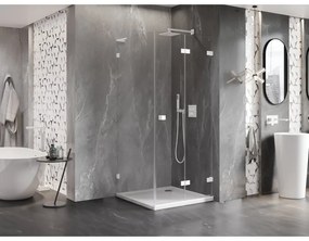 Mexen Lunar-F L, 1-krídlový sprchový kút so skladacími dverami, pravý, 100 x 100 cm, 8mm číre sklo, biely profil, 836L-100-100-20-00-P