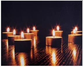 Led obraz na plátne Sviečky 40x50cm oranžovo-čierny