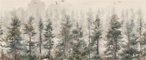 Obraz - Borovicový les I., aquarel (120x50 cm)
