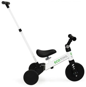 Odrážadlo/ bicykel 2 v 1 s pedálmi a vodiacou tyčou, Biele