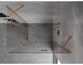 Mexen Mist-H Duo, 2-krídlový výklopný sprchový kút 90 x 115 cm, číre sklo, medený matný profil, 8A5-090L-115P-65-00