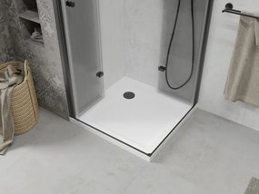 Mexen Lima Duo, sprchovací kút s 2-krídlovými skladacími dverami 80 (dvere) x 80 (dvere) cm, 6mm číre sklo, čierny profil + slim sprchová vanička 5cm biela s čiernym sifónom, 856-080-080-70-02-4010B