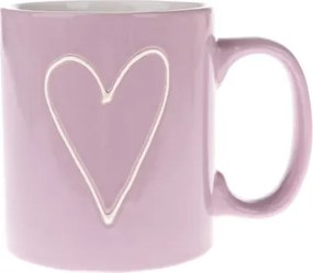 Hrnček Srdce 600 ml, ružová/biela%