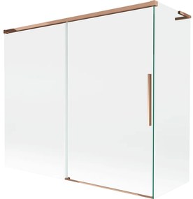 Mexen Rox, L posuvná 2-krídlová vaňová zástena 180 + 80 x 150 cm, 8mm číre sklo, ružové zlato profil, 8C9L-180-080-60-00