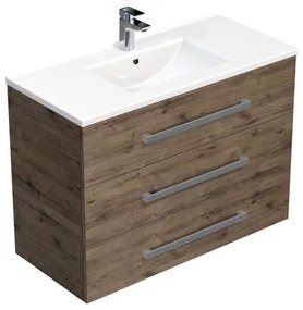 Kúpeľňová skrinka s umývadlom SAT Cube Way 100x76,5x46 cm dub Wellington mat CUBE461003DWMOD, 1 ks