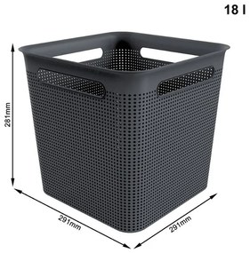 Úložný box s rúčkami BRISEN 18 l, 29 x 29 x 29 cm, čierny S vekom / Bez veka: Bez veka