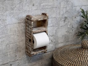 Drevený nástenný stojan na toaletný papier Brick - 15 * 10 * 30 cm