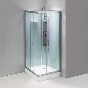 BPS-koupelny Hydromasážny box HYD-LI100, 90x90 cm, kartáčovaný chróm/transparent