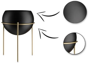 Kvetináč na stojane LOFT I 25 cm čierny/zlatý