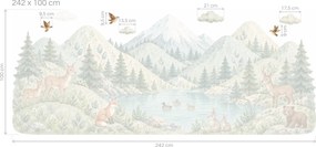 Horské jezero se zvířátky arch 46 x 19 cm