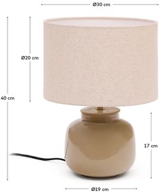 Béžová keramická stolová lampa s textilným tienidlom (výška 40 cm) Tay – Kave Home