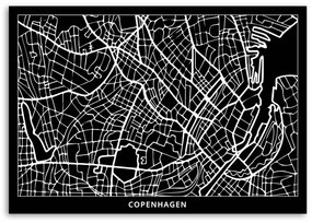 Obraz na plátně Mapa města Kodaň - 120x80 cm