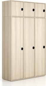 Nadstavba pre skrine FRAME, 3x dvere, 1299 x 450 x 427 mm, kódový zámok, dub prírodný