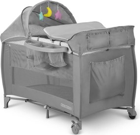 Ricokids Cestovná postieľka + matrac + taška 125x65x78cm RK-242 sivá