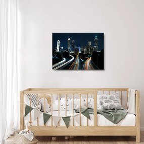 Sklenený obraz nočnej metropoly (70x50 cm)