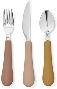Okrovožltý/terakotový detský príbor 3 ks zo silikónu Tuscany Mix – Cam Cam Copenhagen