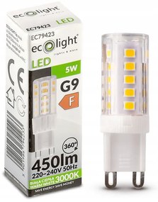 LED žiarovka - G9 - 5W - 450lm - teplá biela