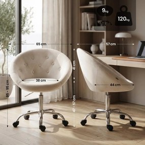 Pracovná stolička London zamat - krémová