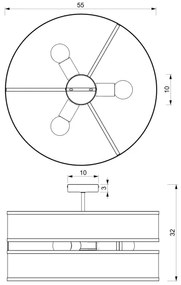 Prisadený luster GLUM 3xE27/60W/230V čierna