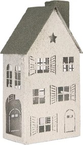 Kovový svietnik domček s pieskovým povrchom Raw Sand - 16*9*32 cm
