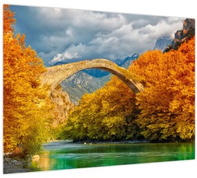 Sklenený obraz - Konitsa most (70x50 cm)