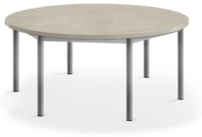 Stôl SONITUS, okrúhly, Ø 1200x500 mm, linoleum - šedá, strieborná