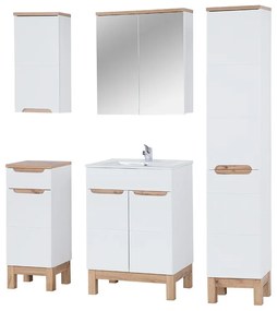 Komplet nábytku do kúpeľne Bali White 60 cm - Dub wotan / Biely lesk