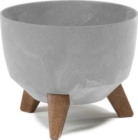 PLASTOVÝ KVETINÁČ ROSA LINEA SADA 2KS 15X24,3 CM+18,3X29,2 CM IMITÁCIA BETÓNU SIVÁ