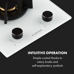 Klarstein Goldflame Domino, plynová varná doska, 2 mosadzné horáky, sklokeramika