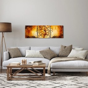 Prírodný abstraktný obraz stromu (s hodinami) (90x30 cm)