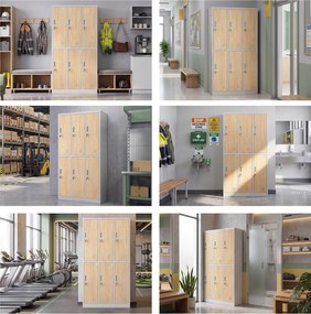 Šatníková skriňa BHP sivá / dub sonoma, 6-dverová: Eco Design IGOR, 900 x 1850 x 450 mm