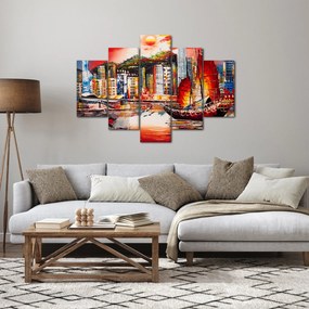 Obrázok - Victoria Harbor, Hong Kong, olejomaľba (150x105 cm)