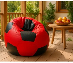 Sedací vak futbalová lopta červenočierna EMI