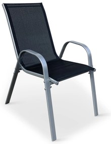 Záhradný jedálenský set Viking M + 4x kovová stolička Ramada sivá