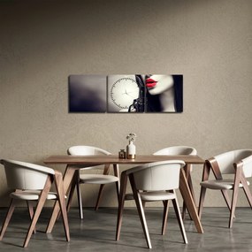Obraz - Tajomná žena (s hodinami) (90x30 cm)