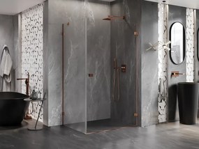 Mexen Lunar-B, výklopný sprchový kút pravý 100 x 80 cm, 8mm číre sklo, profil ružové zlato, 832-100-080-60-00-P
