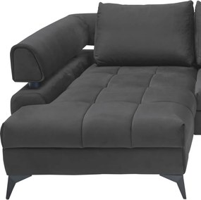 Rohová sedacia súprava Paris, antracitová látka, ľavý roh